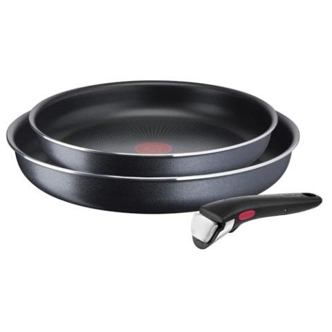 Tefal Ingenio XL Force 3-teiliges Pfannenset abnehmbarer Griff, 24/28 cm, stapelbar, platzsparend, Pfannen mit Titanium 2X Antihaftversiegelung, einfache Handhabung und Reinigung, L15891