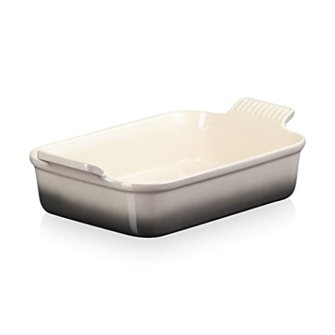 Le Creuset Rechteckige Auflaufform Tradition aus Steinzeug, 26 cm, 2.4 Liter, Flint, 71102264440001