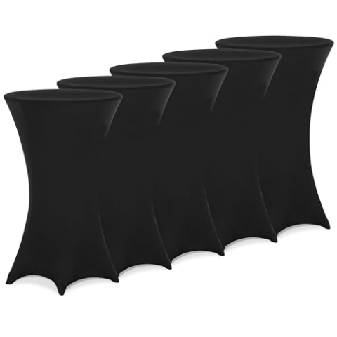 Deuba® 5X Stehtisch Hussen Ø 60-65/70-75/80-85cm Viele Farben 30°C Waschbar Verstärkte Standfüße Stehtischhusse Überzug Stretch (Ø 60-65cm, Schwarz)