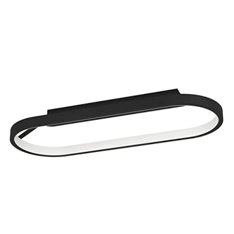 EGLO LED Deckenlampe Codriales, dimmbare Deckenleuchte, Deckenbeleuchtung minimalistisch, ovale Wohnzimmerlampe aus Aluminium in Schwarz und Kunststoff in weiß, Lampe Decke warmweiß