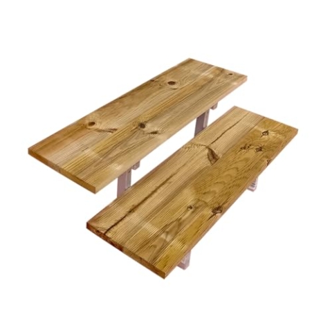 Holztreppe mit Stahl Treppenwangen im Set, 2 bis 5 Stufen, Gartentreppe, druckimprägniertes KDI Holz (2 Stufen, 80 cm)
