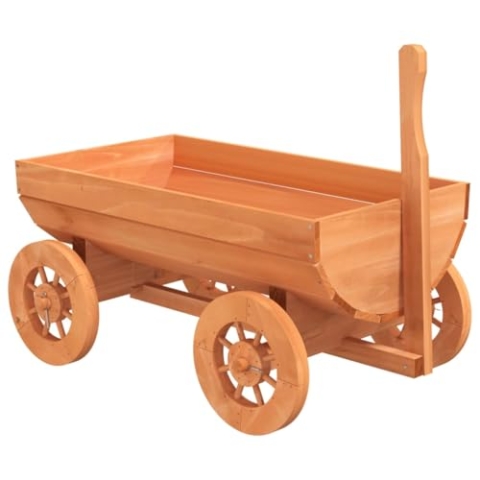 vidaXL Deko Wagen, Blumenwagen mit viel Platz, Gartenwagen mit Entwässerungsloch, Dekowagen Dekorativer Wagen Holzwagen, Massivholz Tanne