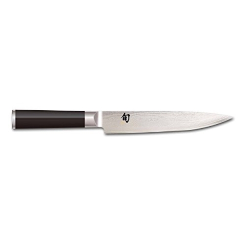 KAI Shun Classic japanisches Fleischmesser 18 cm Klingenlänge - Damastmesser 32 Lagen VG MAX Kern - 61 (±1) HRC - Pakkaholzgriff - Made in Japan - Bratenmesser geschmiedet