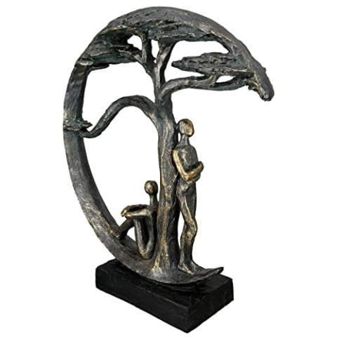 Casablanca Deko Figur Skulptur aus Kunstharz - Baum Schatten - mit Spruchanhänger - Farbe: Bronze - Höhe 32 cm