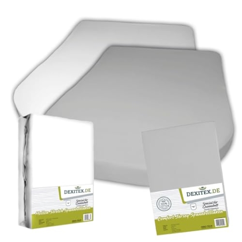 Dexitex - Bettlaken Queensbett-Wohnmobil 2er Set - 1 Molton und 1 Spannbettlaken Grau(135-160cm x 210cm) für Wohnmobil oder Caravan - 100% Baumwolle -Oeko-TEX -