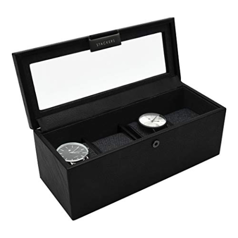 Stackers Uhrenbox aus Kunstleder & Glas