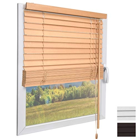 Sol Royal Holzjalousie SolDecor JH3 Jalousie aus Holz in Eichenoptik - 110x160 cm Tür- und Fensterjalousie Holz umweltschonend produziert - Jalousien Blickschutz Fenster 3,5 cm breite Lamellen