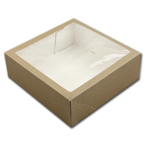 BrandNewCake® Tortenschachtel mit Fenster - 26x26x9 cm - 50 Stück - Braun - Robuste Karton-Verpackung für Kuchen und Torten