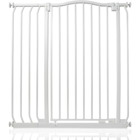 Safetots Extragroßes Treppenschutzgitter mit Gebogenem Oberen Teil, 89cm - 98cm, Mattweiß, Extra Hoch 100cm in der Höhe, Treppenschutzgitter mit Druckbefestigung, Babygitter für Türen