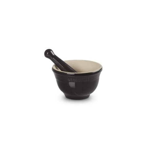 Le Creuset Mörser aus Steinzeug, 360 g, 300 ml, Schwarz glänzend, 81209301400003
