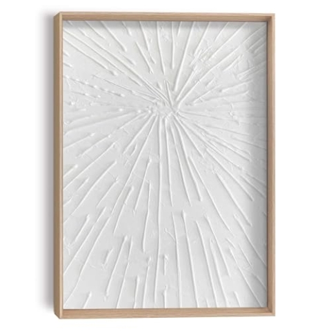 REINDERS Relief Wandbild, Strahlen, Wohnzimmer, Poster, Wanddeko, Room Decor, Holz,Pflaster, Weiß, 40x30cm