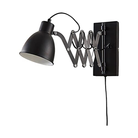 Lindby ausziehbare Wandlampe/Wandleuchte schwarz Metall mit Scherenarm, Leselampe drehbar schwenkbar Nachttischlampe Wand Ziehharmonika Lampe 1 flammig Scherenlampe
