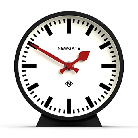 NEWGATE® M Kaminuhr Kehruhr geräuschlos ohne Ticken - Eine Moderne Kaminuhr - kleine Kaminuhren - Bahnhofszifferblatt - (Schwarz)