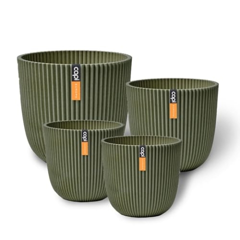 Capi Europe - Geschenkset Blumentopf Kugel Groove 'Made with' Kunstrasen grün - Set M - Blumentöpfe für drinnen und draußen - Hergestellt aus recycelten Materialien