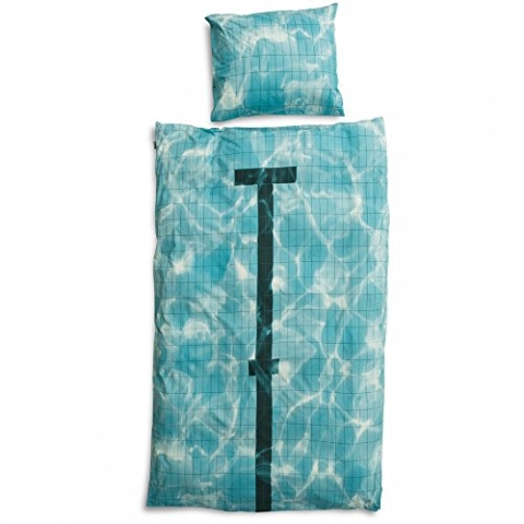 Snurk Dreaming Bettbezug mit Schwimmbadmotiv, Perkal, für Einzelbett, Platzierter Druck, Weiß
