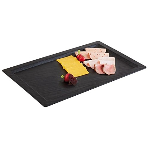 APS 83981 GN 1/1 Tablett Slate, 53 x 32,5 cm, Höhe 1,5 cm, Melamin, schwarz, Schieferlook