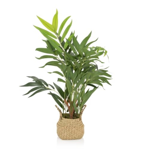 hjh OFFICE Kunstpflanze CHAMAEDOREA Bergpalme mit Korb, Höhe 65 cm, Zimmer Dekopflanze künstlich, 871014