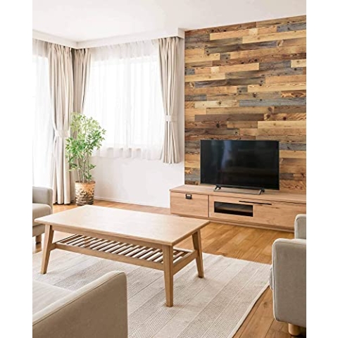wodewa 1000 Wandverkleidung Altholz selbstklebend 3D Recycling Wandpaneele 1m² Moderne Wanddekoration Holzverkleidung Vintage Holzwand Wohnzimmer Küche Schlafzimmer