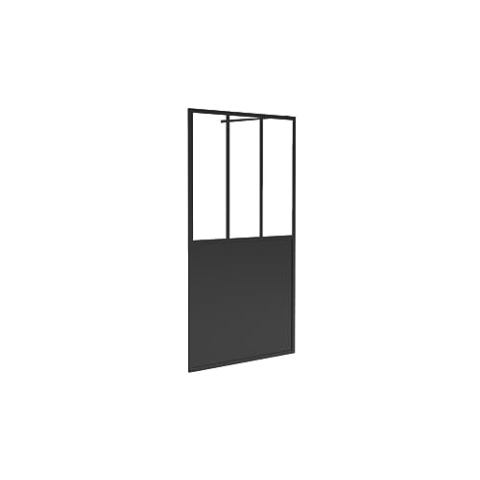Vente-unique-Duschtrennwand Seitenwand italienische Dusche - Schwarz matt - Industrial Style - 120 x 200 cm - URBANIK