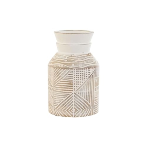 Home ESPRIT Vase, natürliches Weiß, Mangoholz, Kolonial, 15 x 15 x 38 cm