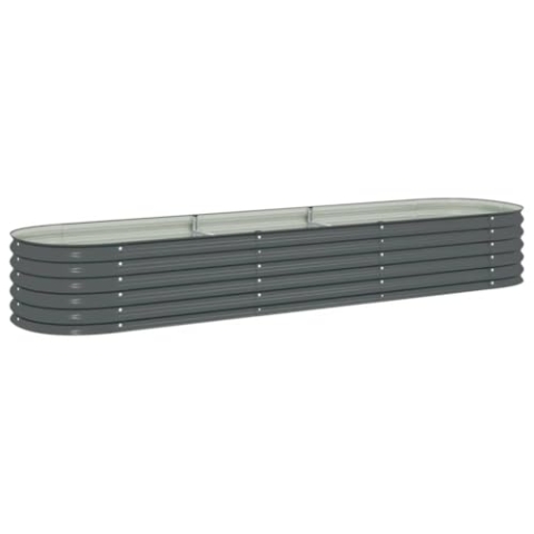 vidaXL Hochbeet Stahl Grau 320x80x44 cm Gemüsebeet Pflanzbeet Frühbeet Garten