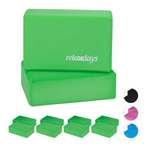 Relaxdays 10 x Yogablock, Yoga-Klötze für Yoga-Übungen, Hartschaum, rutschfest, Yoga-Würfel, HxBxT: 8 x 23 x 15 cm, Grün