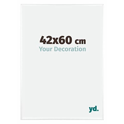 yd. Your Decoration - Bilderrahmen 42x60 cm - Weiß Hochglanz - Bilderrahmen aus Aluminium mit Acrylglas - Antireflex - 42x60 Rahmen - Kent