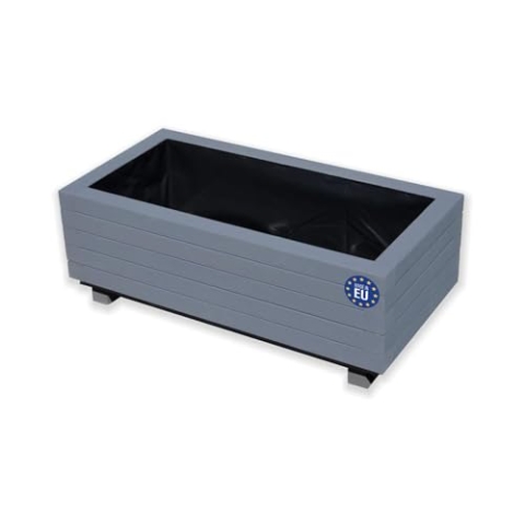 Alfalux Hochbeet 80 x 40 x 30H cm mit 1 x Wasserablauf Blumenkasten aus Holz Pflanzkübel Garten Balkon Terrasse GRAU ANTHRAZIT AB80KAN4030AN