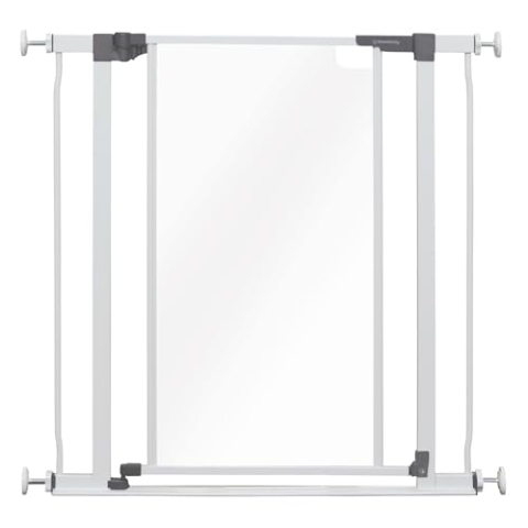 Dreambaby Türschutzgitter Clear View, Öffnungen bis 81cm, Schutzgitter für Kinder bis 24 Monate, Weiß, Kunststoff oder Metall