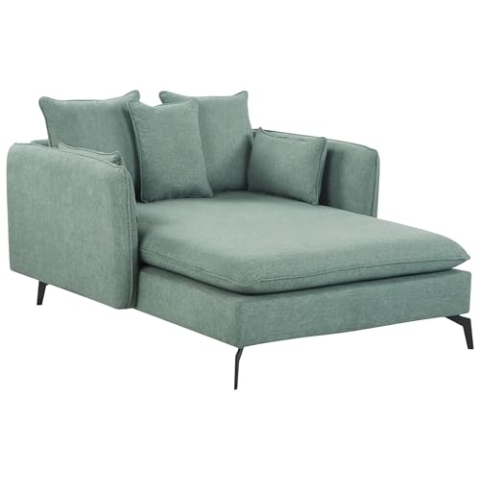 Beliani Chaiselongue Stoffbezug grün mit Mehreren Kissen schlanke Armlehnen Charmes