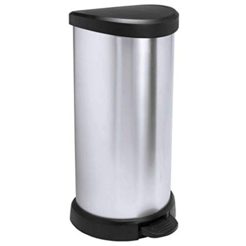 Curver DECOBIN Abfalleimer, Kunststoff, Silber, 40 L