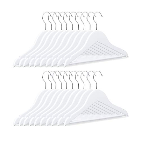 Relaxdays 100 x Kinderkleiderbügel, Holz, 360° drehbarer Haken, Holzkleiderbügel Kinder, HxB: 18 x 30,5 cm, Kleiderbügel Set, weiß