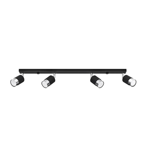Sollux Deckenlampe Led Wohnzimmer – Led-lampen Deckenlampen – Lampen Wohnzimmer – Glühbirne Nicht im Lieferumfang Enthalten – Wohnzimmer Deckenleuchte NERO 4 Schwarz, Chrom - GU10-Fassung
