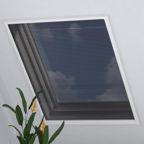 Radeco® Dachfenster Plissee Fliegengitter schwarz 100 x 160 cm (BxH), Insektenschutz, Selbst kürzbar, fliegengitter dachfenster, fliegengitter schrägfenster, dachfenster hor