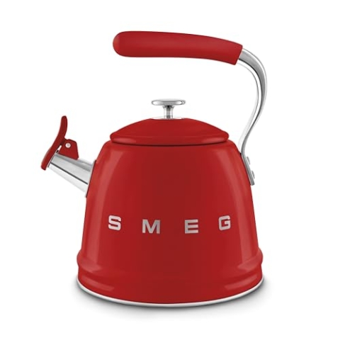 Smeg, WKF01RD Wasserkessel, aus Edelstahl, 2,3 l Fassungsvermögen, Abnehmbarer Deckel und Verschlussklappe, auch für Induktion, Rot