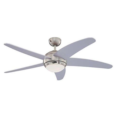 132 cm Deckenventilator Bendan 72220 mit Einzelleuchte und fünf Flügeln, Ausführung in seidenmattem Chrom mit Opalmilchglas