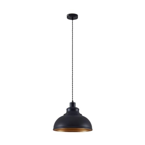 Lindby Esstisch Pendelleuchte/Hängeleuchte Metall Schwarz Gold, Hängelampe 1x E27 max. 60W ohne Leuchtmittel Wohnzimmer Esszimmer Esstischlampe