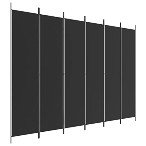vidaXL Paravent 6-TLG. Raumtrenner Raumteiler Trennwand Umkleide Sichtschutz Spanische Wand Wohnzimmer Schlafzimmer Schwarz 300x220cm Stoff