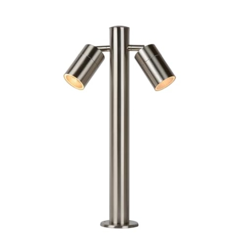 LUCIDE ARNE-LED - Pollerleuchte - Ø 6,3 cm - LED - GU10-2x5W 2700K - IP44 - Chrom Matt