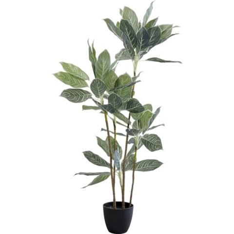 Kare Design Deko Pflanze Calathea, Grün, Allergikafreundlich, Pflegeleicht, Keine Pollen oder Schimmelbildung, Deko Objekt fürs Wohnzimmer, Große Künstliche Pflanze, mit Topf, 140x22x22 cm (H/B/T)