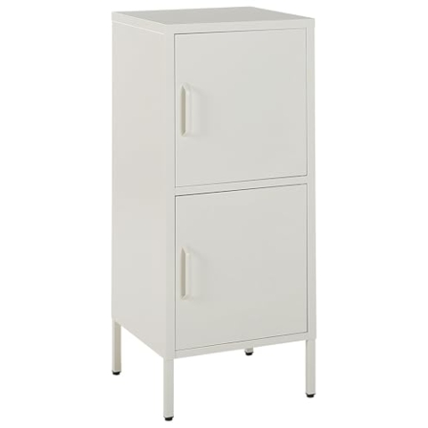 Beliani Aktenschrank mit 2 Türen 4 Ablagefächern Stahl weiß Industrie Stil Huron