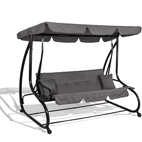 SPRINGOS 4-Sitzer Hollywoodschaukel Gartenschaukel 220 x 162 cm mit 2 Kissen Auflagen, Getränkehalter und Liegefunktion – Wetterfeste Schaukelbank für Garten, Balkon und Terrasse