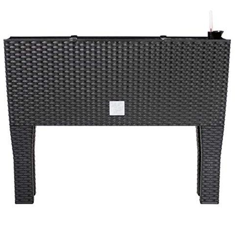 Deuba® Hochbeet 2in1 Funktion Balkonkasten 30L Bewässerungssystem mit abnehmbaren Füßen Polyrattan Beet Garten Balkon Kunststoff Anthrazit 60x25cm