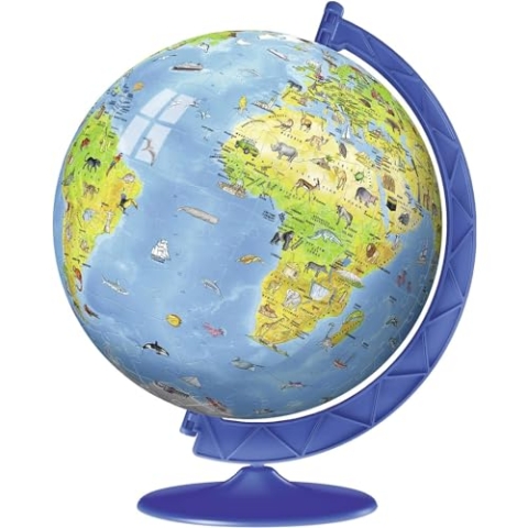 Ravensburger 12340 3D-Globuspuzzle, 180 Teile, Mehrfarbig, Empfohlenes Alter 7-12 Jahre, Größe 26,7 x 23 cm