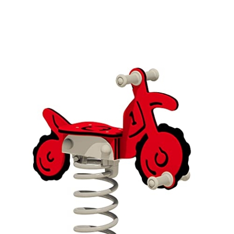 WICKEY PRO Federwippe Motorrad Trickey rot - Federtier Spielplatzgerät - inklusive Bodenanker - Outdoor Spielplatz Wippe für Kinder - für öffentliche Spielplätze und Schulen