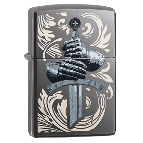 Zippo 49127 Unisex-Erwachsene Knights Glove Design Black IcePocketLighterFeuerzeug,Einheitsgröße