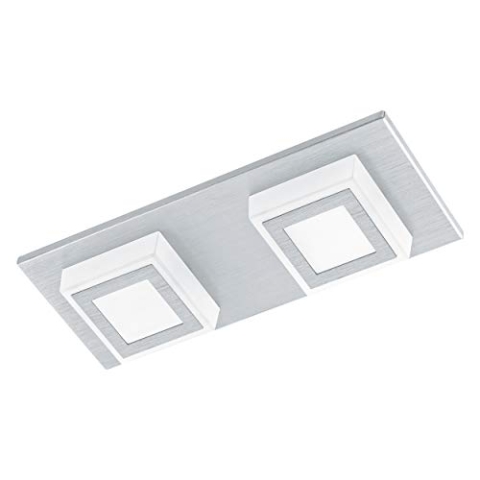 EGLO LED Deckenleuchte Masiano, 2 flammige Deckenlampe, Wohnzimmerlampe aus Aluminium und Kunststoff, Flurlampe, warmweiß