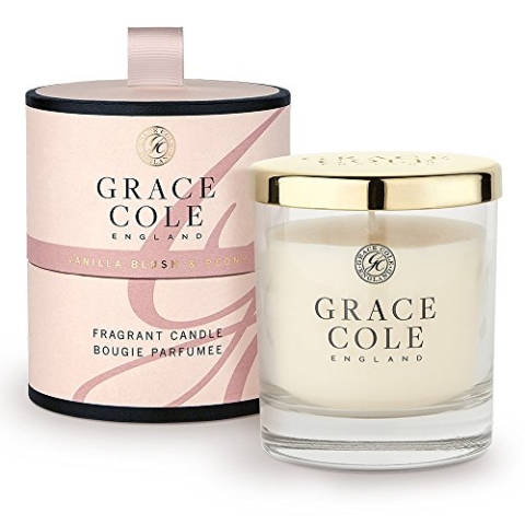 Grace Cole Vanilla Blush & Peony Candle, Luxurious Scent, up to 40 Hours of Burn Time, Vegan 200g