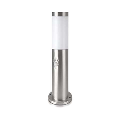 V-TAC Poller-Außenleuchte VT-838, IP44, E27, PIR-Sensor, 450mm, Edelstahl, VT-8964, Nickel-satiniert