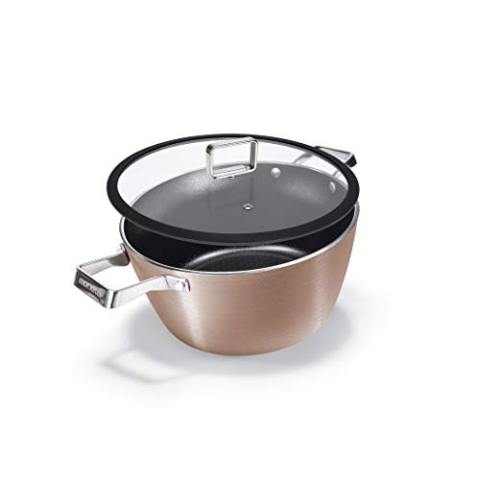 Moneta Rosegold Diamant Kasserolle 20 cm mit Deckel, Aluminium, Edelstahl, Kupferfarben